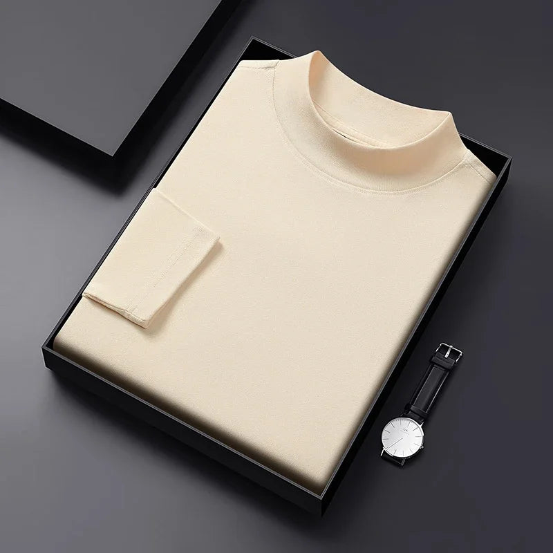 Camiseta Masculina Nova 2025 de Manga Longa em Veludo