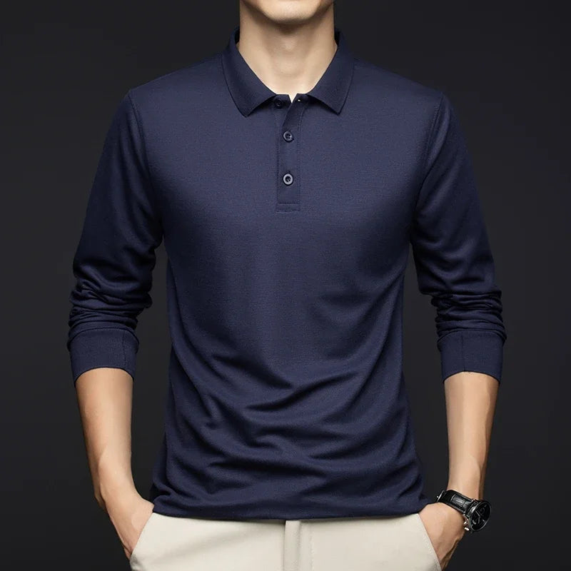 Nova Camisa Social Masculina de Manga Longa Camisa Polo