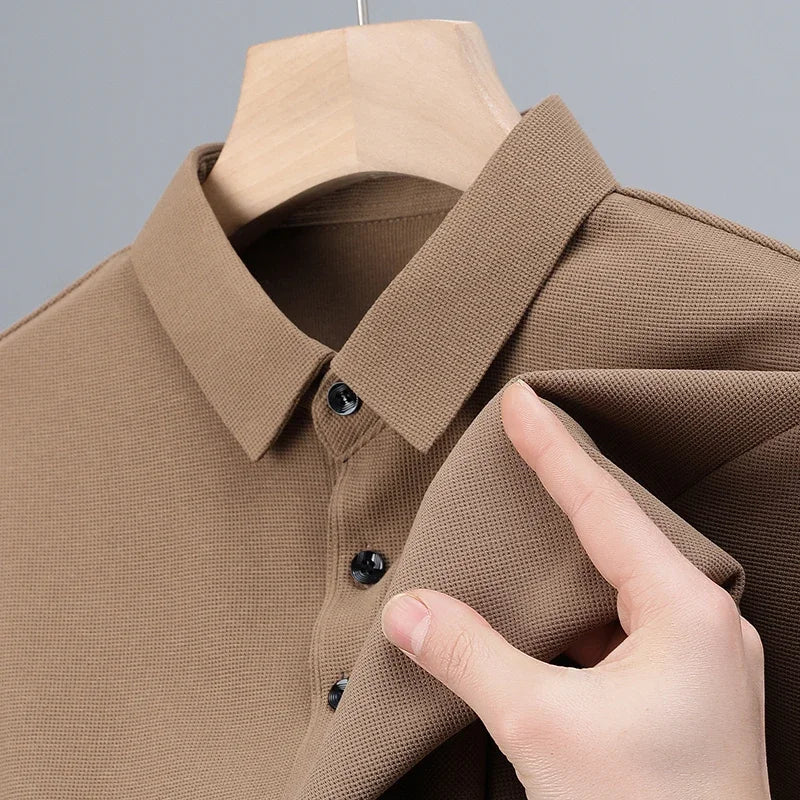 Polo Masculina de Manga Curta com Textura Waffle